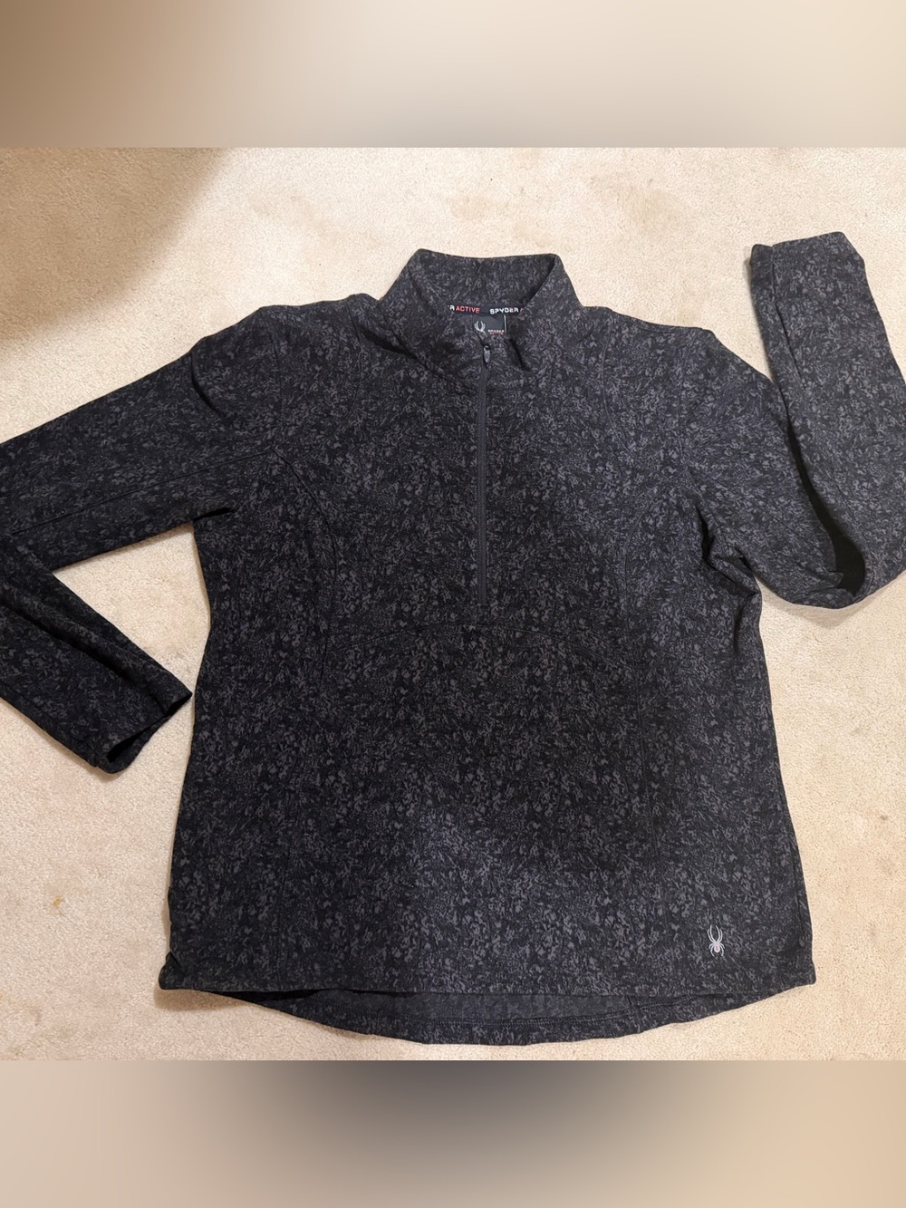 Spyder Active Women’s Black Heather Quarter-Zip Pullover Sz XL